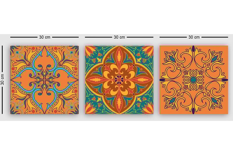 Dekorativ Canvasbilde 3-Deler 30x30 cm - Flerfarget - Interiør - Maleri & posters - Lerretsbilder