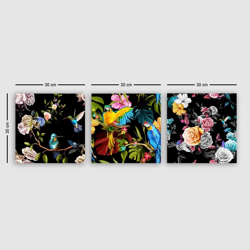 Dekorativ Canvasbilde 3-Deler 30x30 cm - Flerfarget - Interiør - Maleri & posters - Lerretsbilder