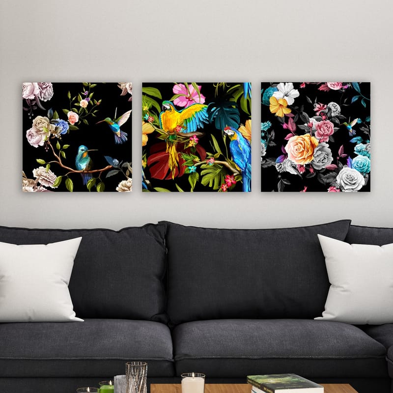 Dekorativ Canvasbilde 3-Deler 30x30 cm - Flerfarget - Interiør - Maleri & posters - Lerretsbilder