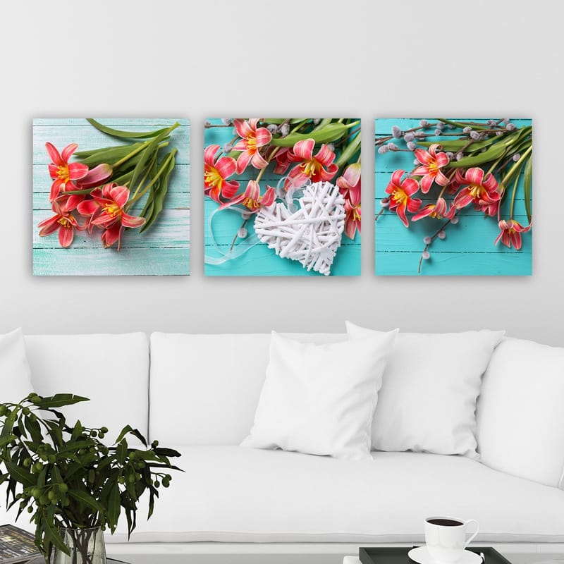 Dekorativ Canvasbilde 3-Deler 30x30 cm - Flerfarget - Interiør - Maleri & posters - Lerretsbilder