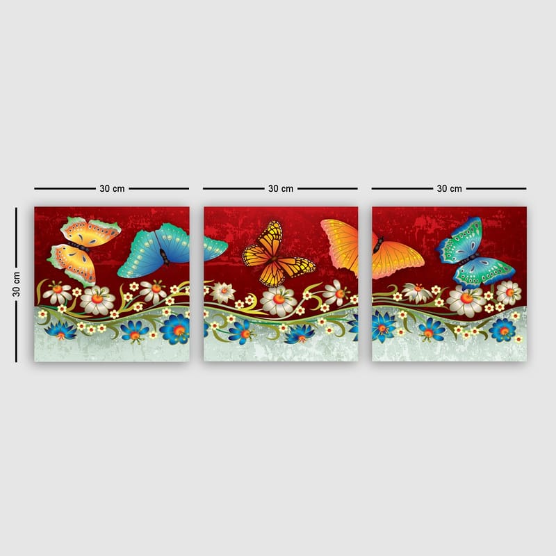 Dekorativ Canvasbilde 3-Deler 30x30 cm - Flerfarget - Interiør - Maleri & posters - Lerretsbilder