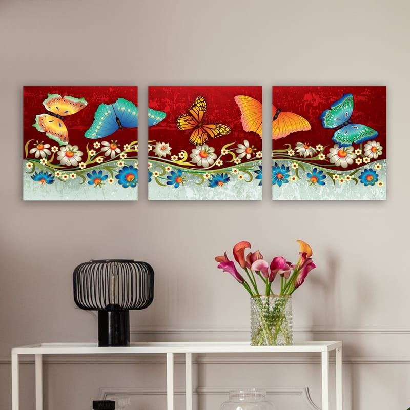 Dekorativ Canvasbilde 3-Deler 30x30 cm - Flerfarget - Interiør - Maleri & posters - Lerretsbilder