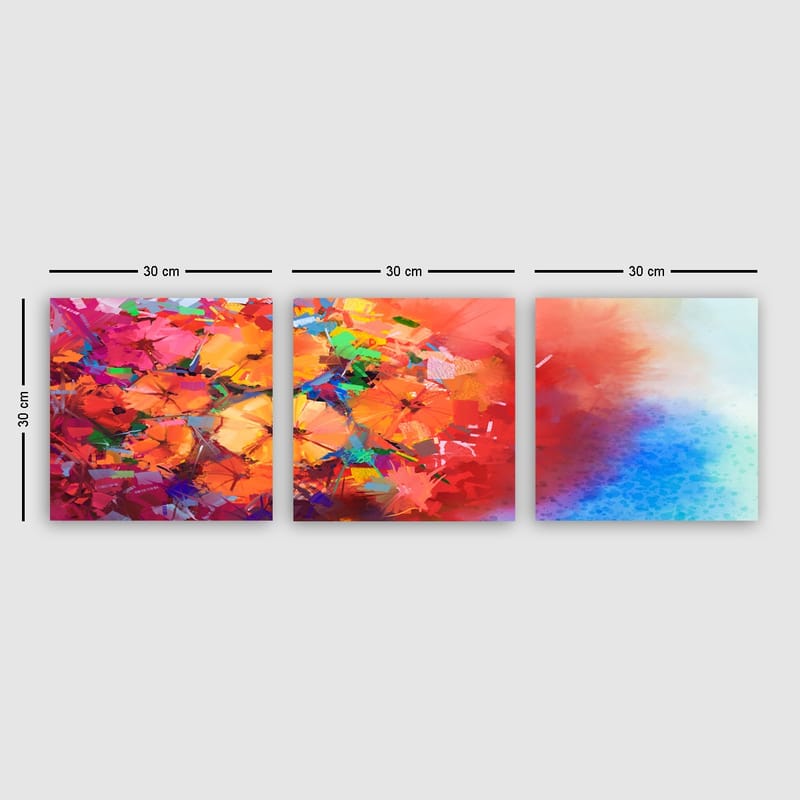 Dekorativ Canvasbilde 3-Deler 30x30 cm, Flerfarget