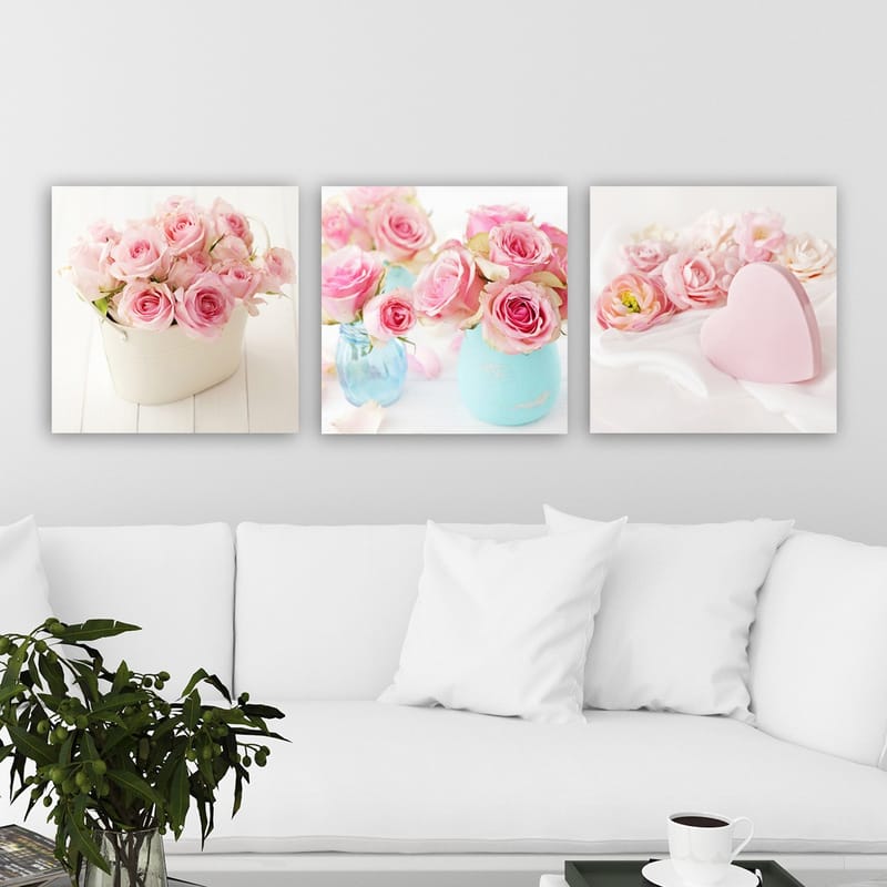 Dekorativ Canvasbilde 3-Deler 30x30 cm - Flerfarget - Interiør - Maleri & posters - Lerretsbilder