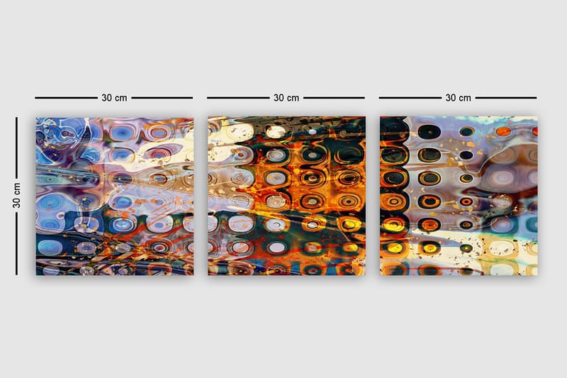 Dekorativ Canvasbilde 3-Deler 30x30 cm - Flerfarget - Interiør - Maleri & posters - Lerretsbilder