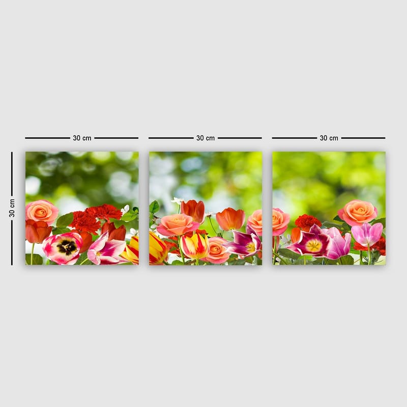Dekorativ Canvasbilde 3-Deler 30x30 cm - Flerfarget - Interiør - Maleri & posters - Lerretsbilder
