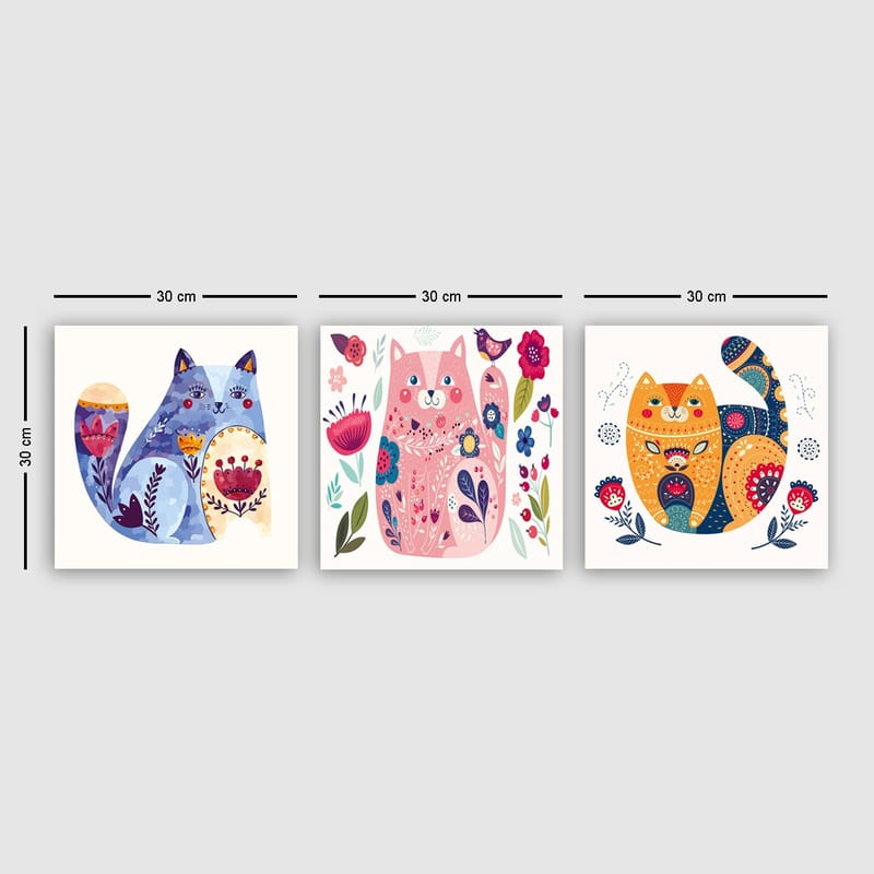 Dekorativ Canvasbilde 3-Deler 30x30 cm - Flerfarget - Interiør - Maleri & posters - Lerretsbilder