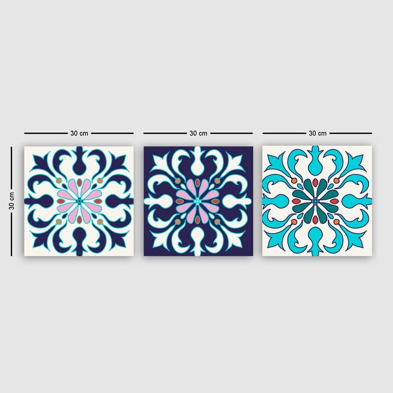 Dekorativ Canvasbilde 3-Deler 30x30 cm - Flerfarget - Interiør - Maleri & posters - Lerretsbilder