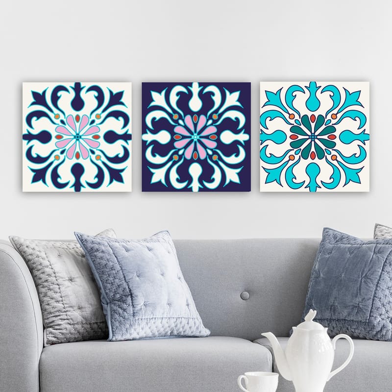 Dekorativ Canvasbilde 3-Deler 30x30 cm - Flerfarget - Interiør - Maleri & posters - Lerretsbilder