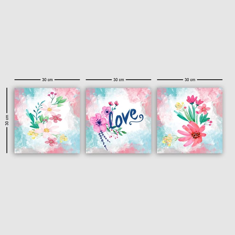 Dekorativ Canvasbilde 3-Deler 30x30 cm, Flerfarget