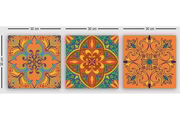 Dekorativ Canvasbilde 3-Deler 30x30 cm - Flerfarget - Interiør - Maleri & posters - Lerretsbilder