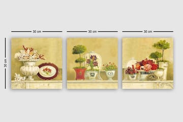 Dekorativ Canvasbilde 3-Deler 30x30 cm - Flerfarget - Interiør - Maleri & posters - Lerretsbilder