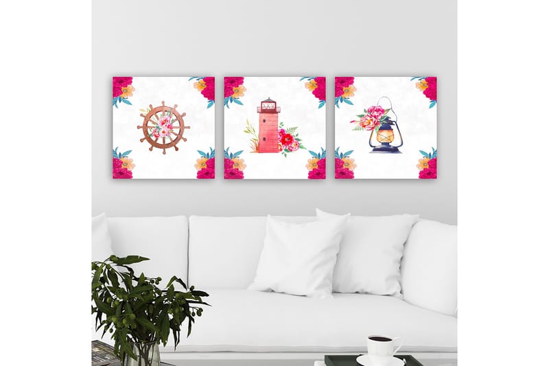 Dekorativ Canvasbilde 3-Deler 30x30 cm, Flerfarget