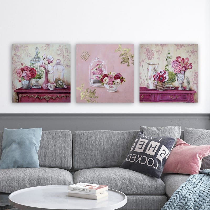 Dekorativ Canvasbilde 3-Deler 30x30 cm - Flerfarget - Interiør - Maleri & posters - Lerretsbilder