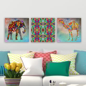 Dekorativ Canvasbilde 3-Deler 30x30 cm - Flerfarget - Interiør - Maleri & posters - Lerretsbilder