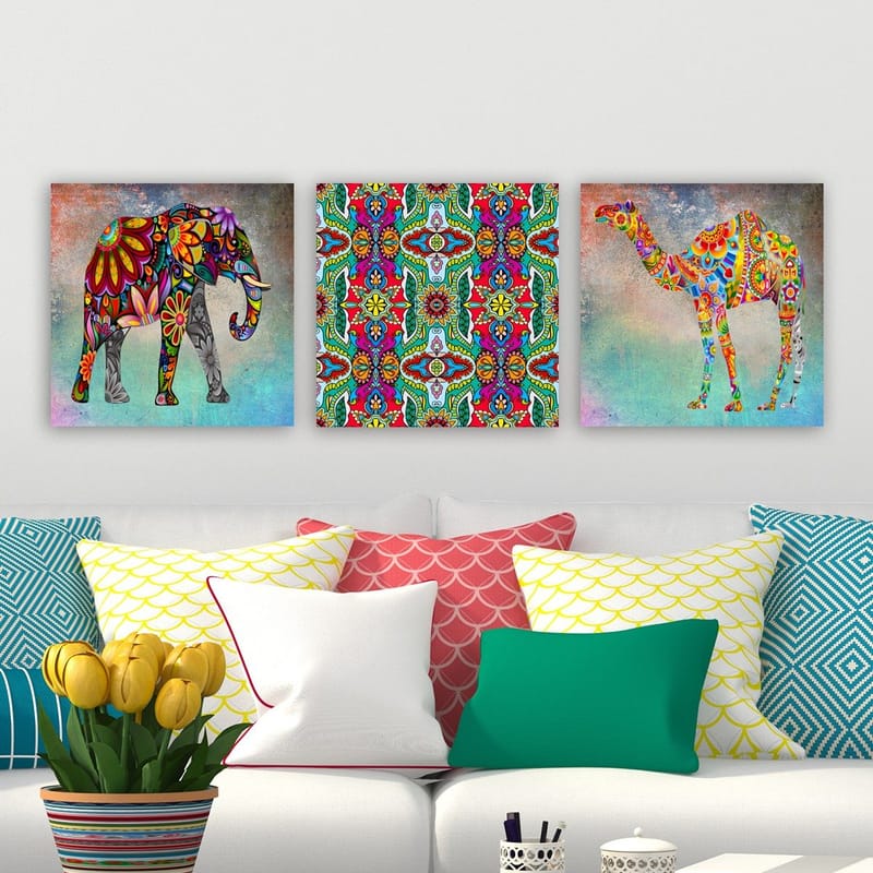 Dekorativ Canvasbilde 3-Deler 30x30 cm - Flerfarget - Interiør - Maleri & posters - Lerretsbilder