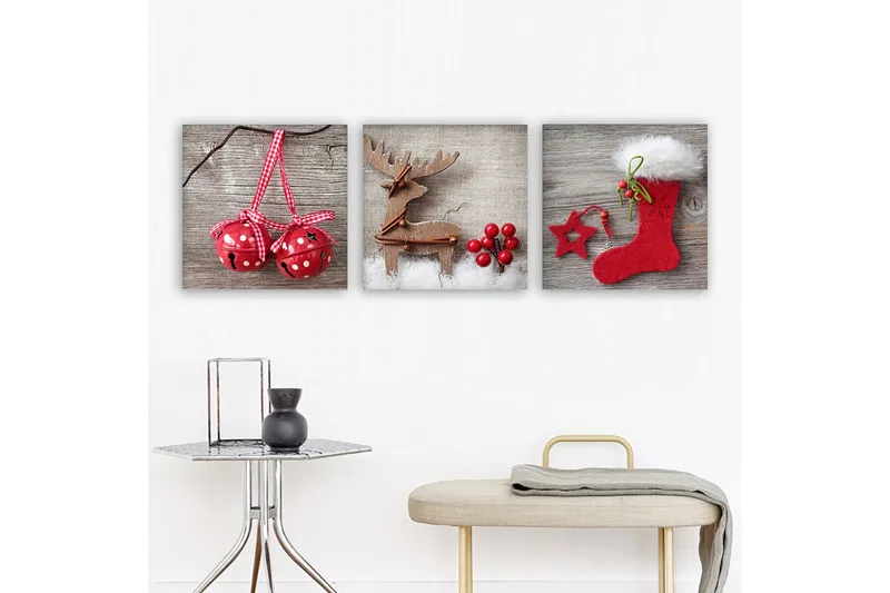 Dekorativ Canvasbilde 3-Deler 30x30 cm, Flerfarget