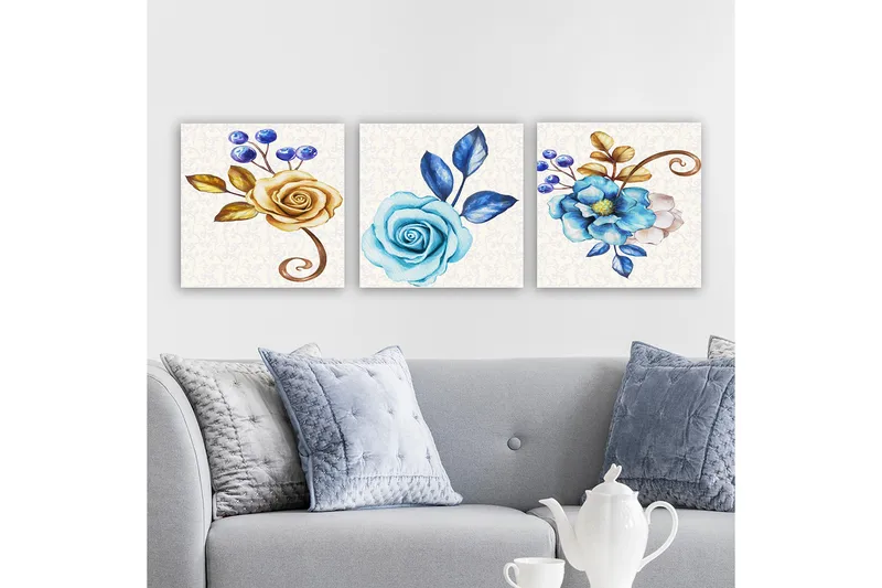 Dekorativ Canvasbilde 3-Deler 30x30 cm, Flerfarget