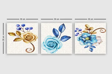 Dekorativ Canvasbilde 3-Deler 30x30 cm - Flerfarget - Interiør - Maleri & posters - Lerretsbilder