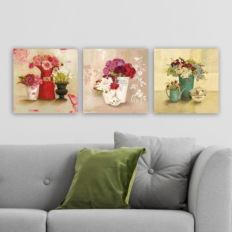 Dekorativ Canvasbilde 3-Deler 30x30 cm - Flerfarget - Interiør - Maleri & posters - Lerretsbilder