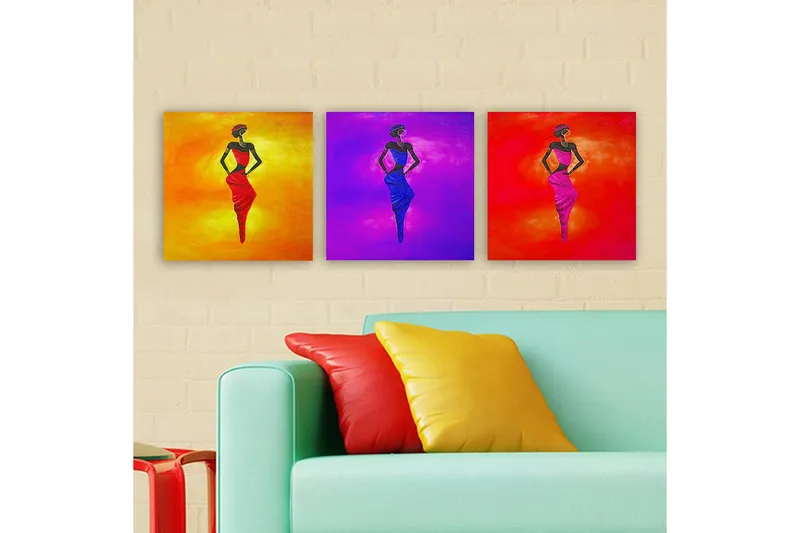 Dekorativ Canvasbilde 3-Deler 30x30 cm, Flerfarget