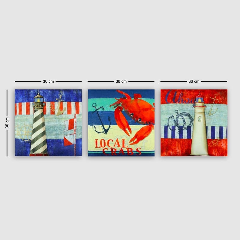 Dekorativ Canvasbilde 3-Deler 30x30 cm, Flerfarget