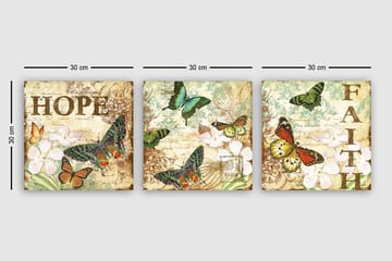 Dekorativ Canvasbilde 3-Deler 30x30 cm - Flerfarget - Interiør - Maleri & posters - Lerretsbilder