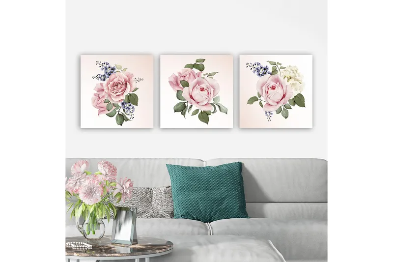 Dekorativ Canvasbilde 3-Deler 30x30 cm, Flerfarget