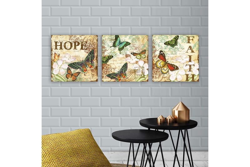 Dekorativ Canvasbilde 3-Deler 30x30 cm, Flerfarget