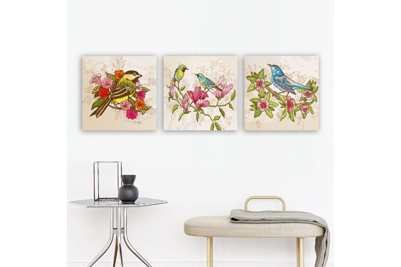 Dekorativ Canvasbilde 3-Deler 30x30 cm, Flerfarget