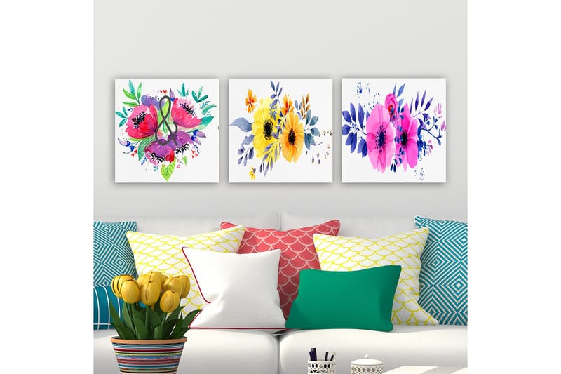 Dekorativ Canvasbilde 3-Deler 30x30 cm, Flerfarget