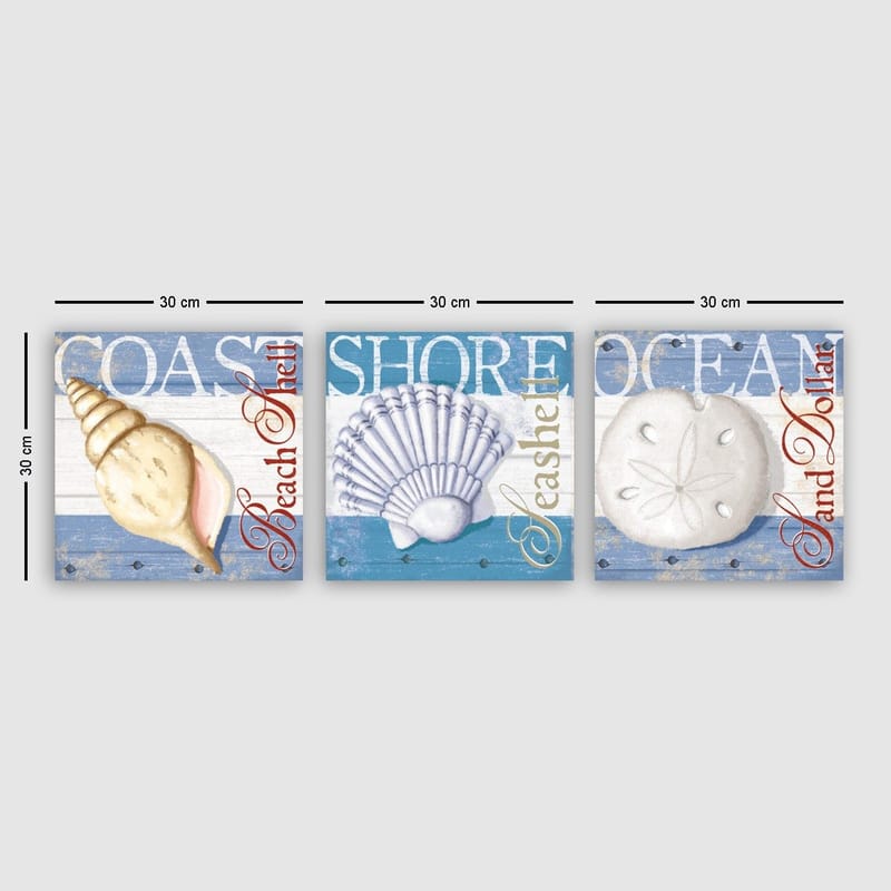 Dekorativ Canvasbilde 3-Deler 30x30 cm, Flerfarget