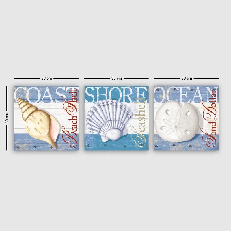 Dekorativ Canvasbilde 3-Deler 30x30 cm, Flerfarget