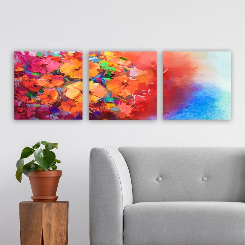 Dekorativ Canvasbilde 3-Deler 30x30 cm - Flerfarget - Interiør - Maleri & posters - Lerretsbilder