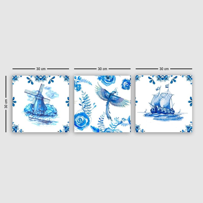 Dekorativ Canvasbilde 3-Deler 30x30 cm, Flerfarget