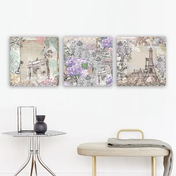Dekorativ Canvasbilde 3-Deler 30x30 cm - Flerfarget - Interiør - Maleri & posters - Lerretsbilder