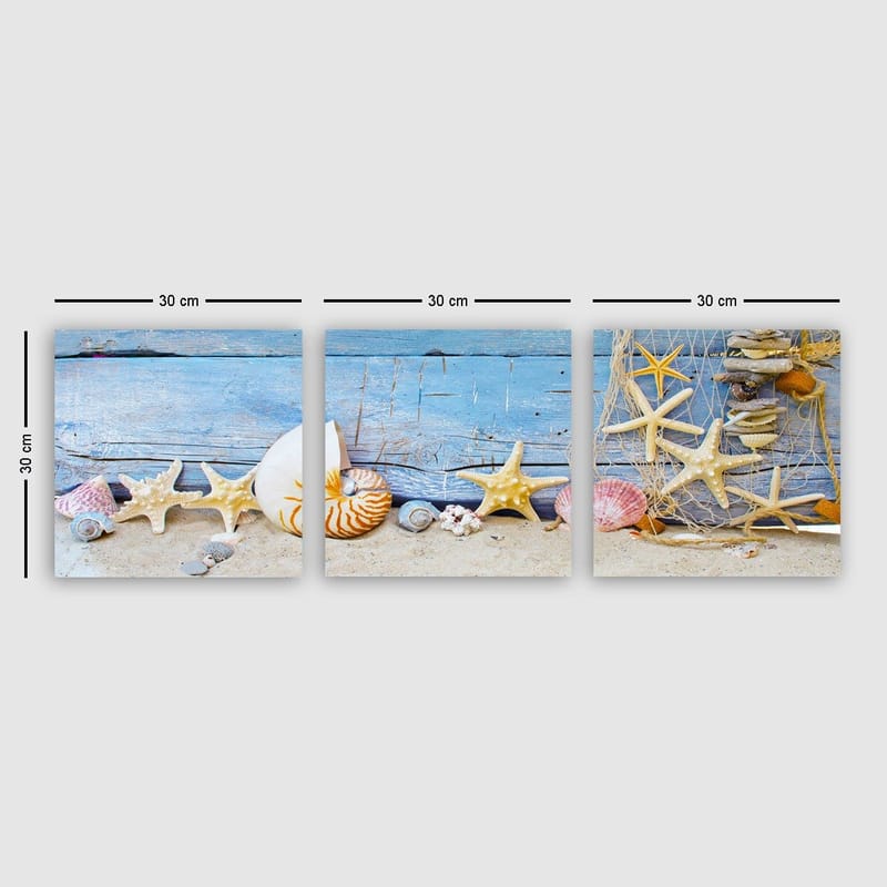 Dekorativ Canvasbilde 3-Deler 30x30 cm, Flerfarget