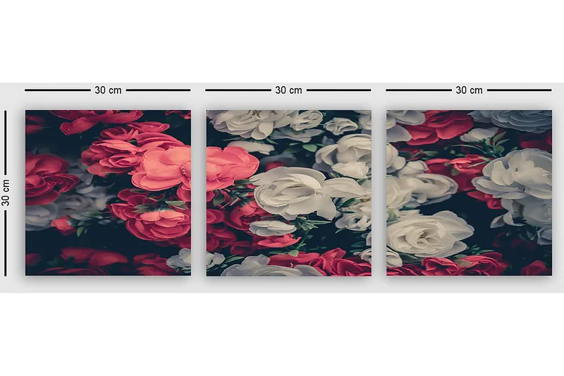 Dekorativ Canvasbilde 3-Deler 30x30 cm - Flerfarget - Interiør - Maleri & posters - Lerretsbilder