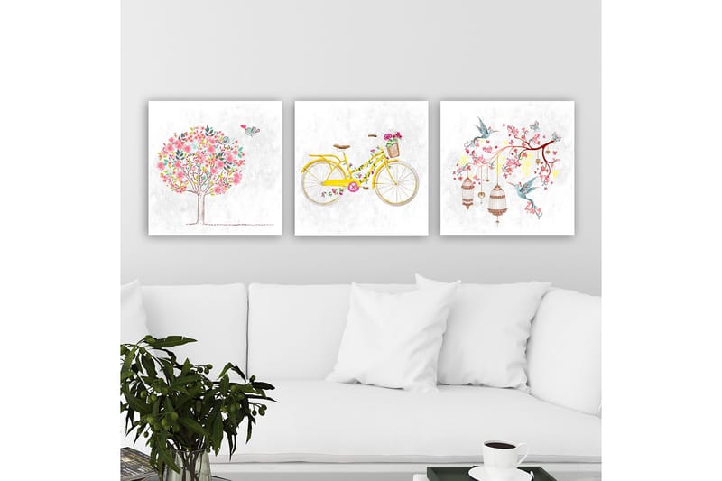 Dekorativ Canvasbilde 3-Deler 30x30 cm, Flerfarget