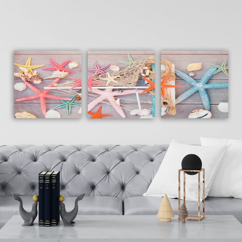 Dekorativ Canvasbilde 3-Deler 30x30 cm - Flerfarget - Interiør - Maleri & posters - Lerretsbilder