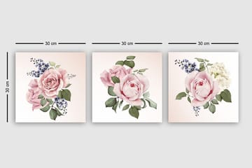 Dekorativ Canvasbilde 3-Deler 30x30 cm - Flerfarget - Interiør - Maleri & posters - Lerretsbilder