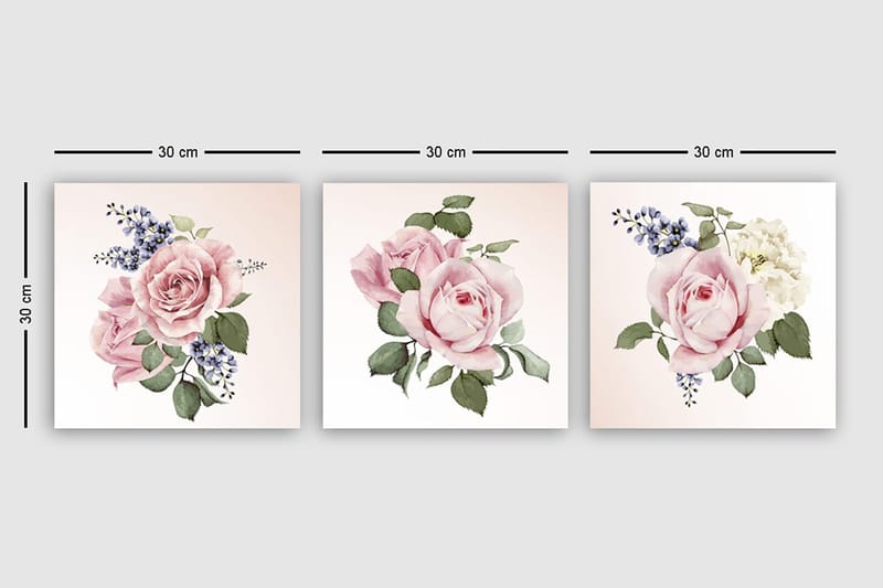 Dekorativ Canvasbilde 3-Deler 30x30 cm - Flerfarget - Interiør - Maleri & posters - Lerretsbilder