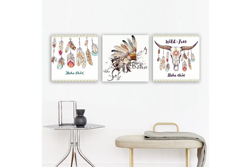 Dekorativ Canvasbilde 3-Deler 30x30 cm, Flerfarget