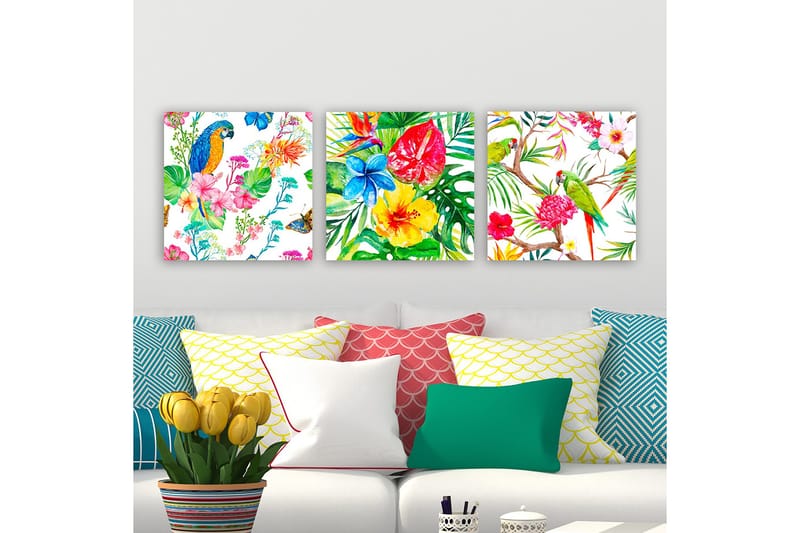 Dekorativ Canvasbilde 3-Deler 30x30 cm, Flerfarget