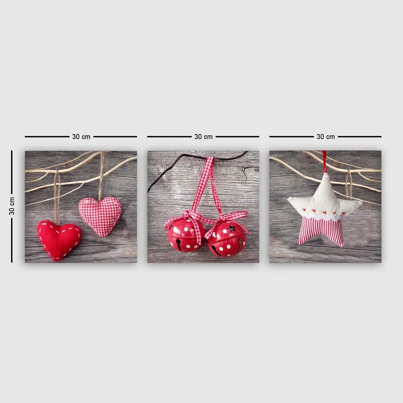 Dekorativ Canvasbilde 3-Deler 30x30 cm - Flerfarget - Interiør - Maleri & posters - Lerretsbilder