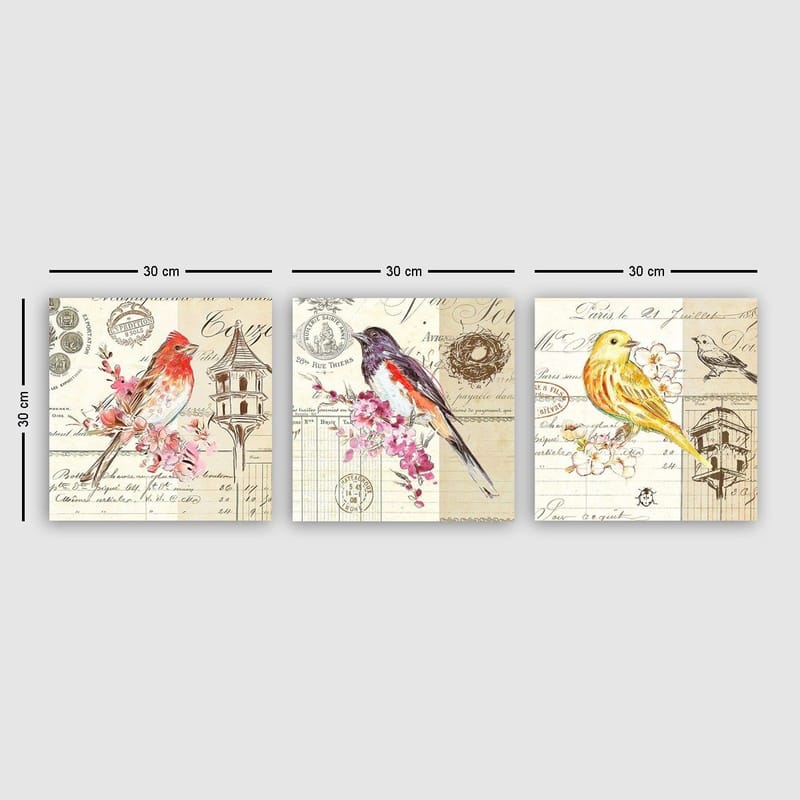 Dekorativ Canvasbilde 3-Deler 30x30 cm, Flerfarget