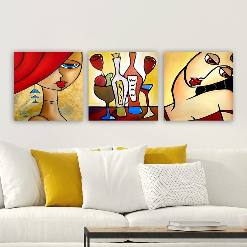 Dekorativ Canvasbilde 3-Deler 30x30 cm - Flerfarget - Interiør - Maleri & posters - Lerretsbilder