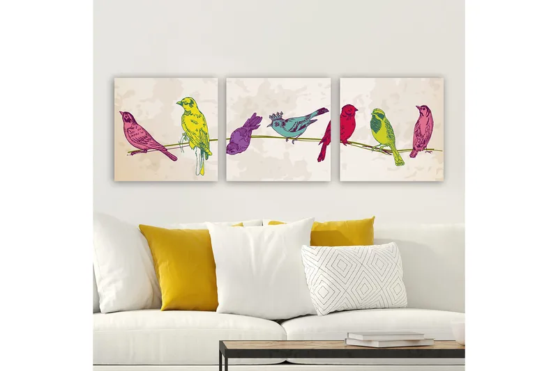 Dekorativ Canvasbilde 3-Deler 30x30 cm, Flerfarget