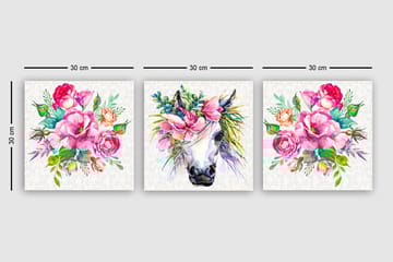 Dekorativ Canvasbilde 3-Deler 30x30 cm - Flerfarget - Interiør - Maleri & posters - Lerretsbilder