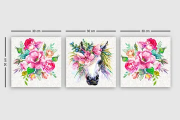Dekorativ Canvasbilde 3-Deler 30x30 cm - Flerfarget - Interiør - Maleri & posters - Lerretsbilder